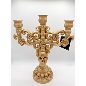 New Christian Siriano 3 Candle Holder Skull and Serpent Candelabra 16 in x 14 in